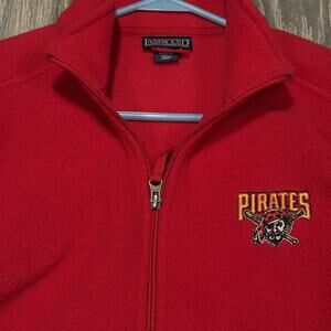 Vintage Lands End Pittsburgh Pirates Adult Medium Full Zip Fleece Jacket MLB Red